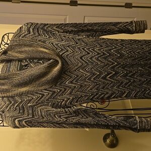 INC Blue and Gold Tunic Turtleneck Sweater with 3/4 sleeves
